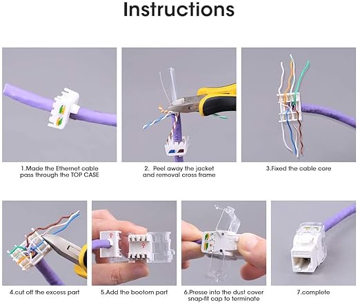 AMPCOM CAT6 Keystone Jack Tool-Less RJ45 UTP, No Punch-Down Tool Required - Image 5