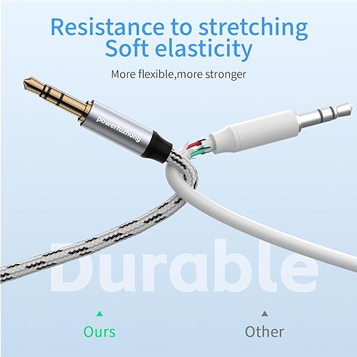Aux Cable, 3.5 mm Male to Male Braided Auxiliary Cord Compatible - Image 4