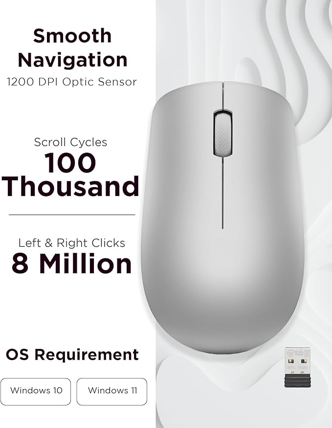 Lenovo 530 Full Size Wireless Computer Mouse - Image 3
