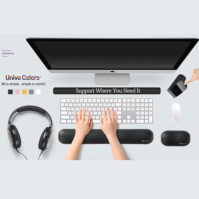 UnivoColors Design-Wave Set of Wrist Rest, Artificial Sheepskin+Memory - Image 8