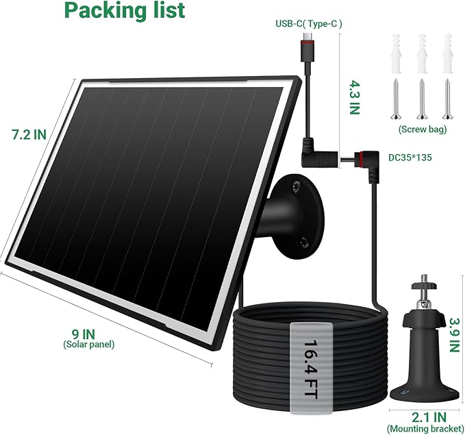 2-Pack Solar Panel Charger for Ring Camera, 8W High-Efficiency - Image 8