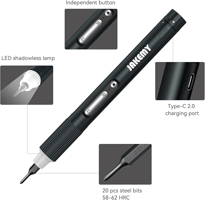 Compact Electric Screwdriver Set, JAKEMY Adjustable 3 Torque Cordless - Image 5