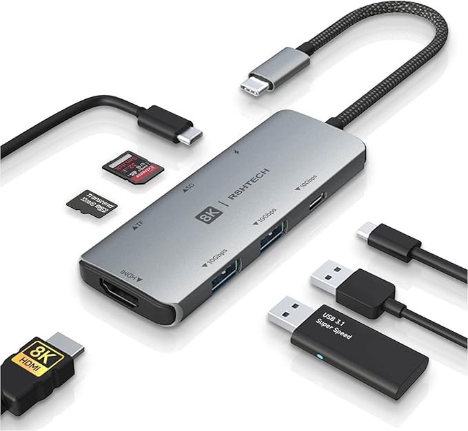 RSHTECH USB C Hub 7-in-1 Multiport Adapter by RSHTECH