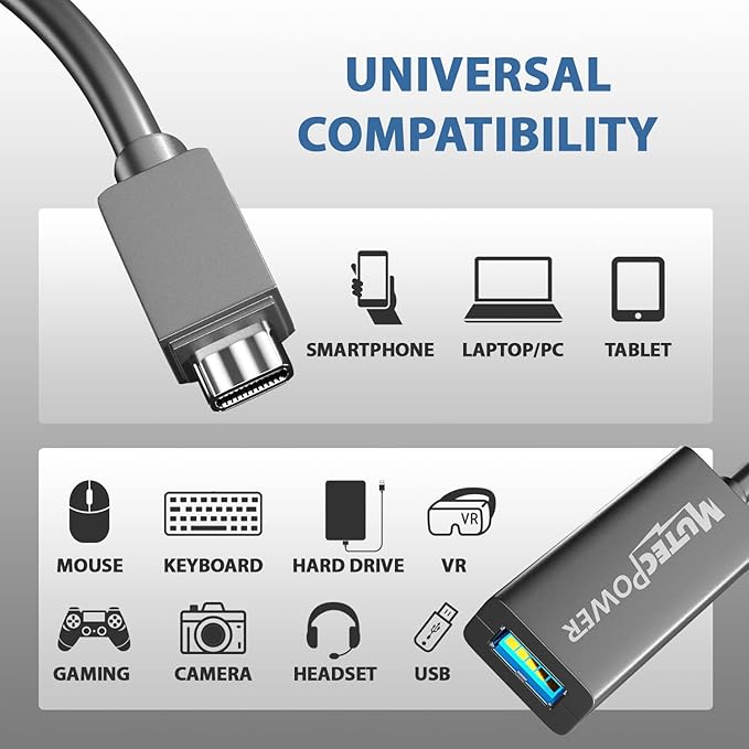 32ft USB C to USB A adapter cable OTG USB 3.0 type C male to Active USB type A - Image 3