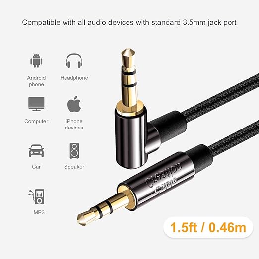 CableCreation 3.5mm Audio Cable 1.5FT/0.45M, 3.5mm Right Angle Male to Male - Image 7
