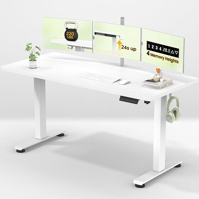 Veken 55 Inch Large Electric Standing Desk, Sit to Stand Up, Heights Adjustable by Veken