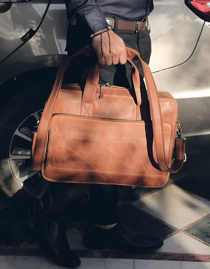 Leather briefcases Laptop Messenger Bags Best Office School College Satchel Bag - Image 5
