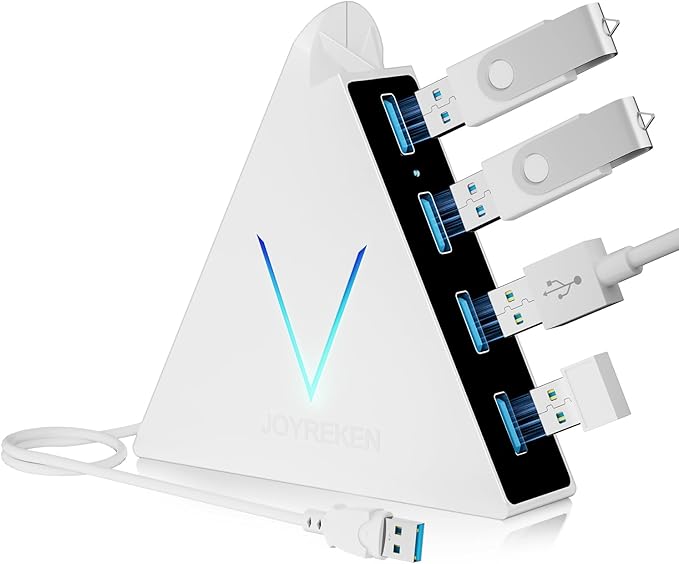 USB 3.0 Hub, 4 Port USB Hub Tower, 2ft Cable USB Splitter by JoyReken