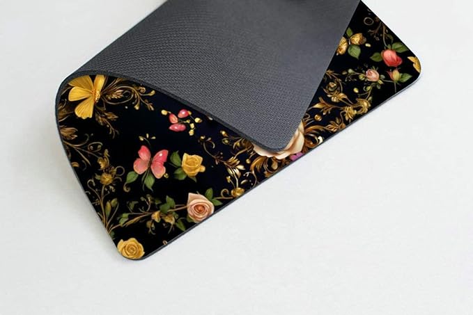 Black Gold Butterfly Mouse pad Customized Mousepad Non-Slip Rubber Base Mouse - Image 3