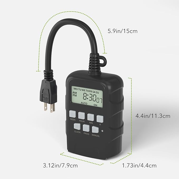 BN-LINK 7 Day Outdoor Heavy Duty Digital Programmable Timer, Dual Outlet - Image 8