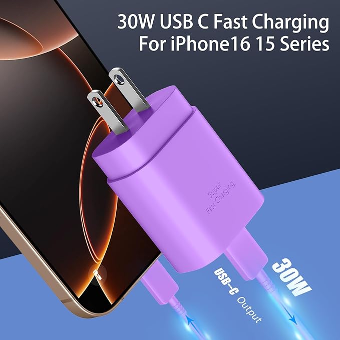 Phone 16 15 Charger Fast Charging, 16 Pro Charger, 30W USB-C Fast Charger Block - Image 3