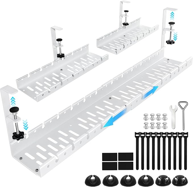 Shikha Under Desk Cable Tray, 15.7"-30.7" Retractable Under Desk Cable by Shikha