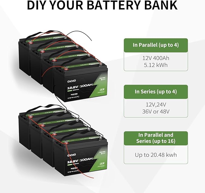 OKMO 12V 100Ah TM LiFePO4 Battery, Lithium Battery 150A BMS - Image 8