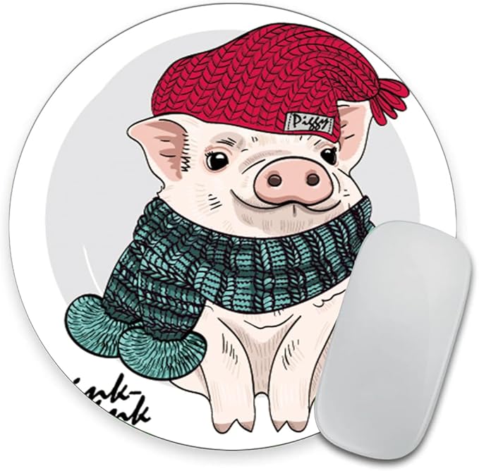 Cute Pig Round Mouse pad Customized Mousepad Non-Slip Rubber Base Mouse Pads by Goodsprout