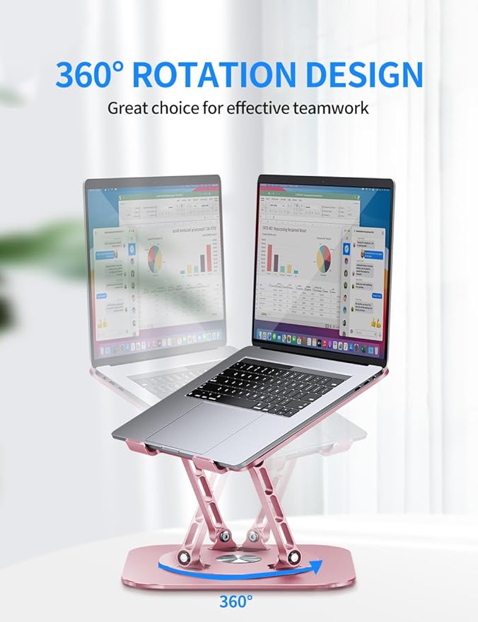 Adjustable Laptop Stand with 360 Rotating Base, Computer Stand - Image 2