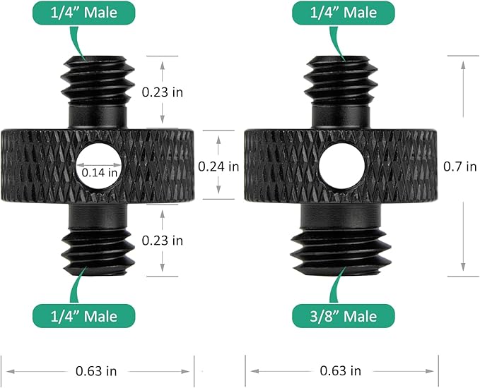 Camera Mount Screw 1/4" Male to 1/4" Male & 1/4" to 3/8" Tripod Screw Adapter - Image 6