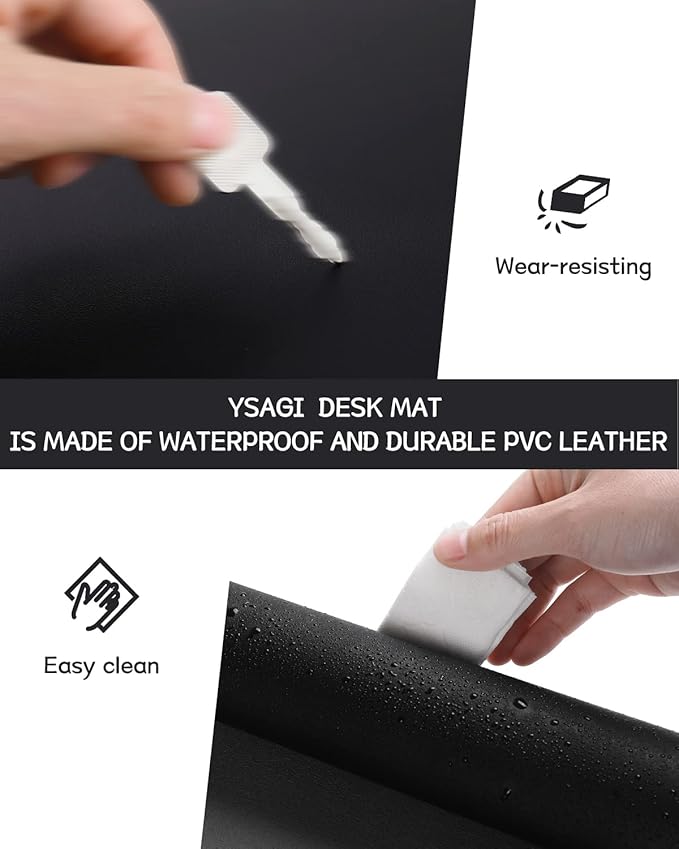 YSAGi Leather Desk Protector, Office Mat, Large Mouse Mat, Non-Slip PU Leather - Image 5