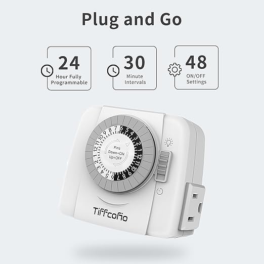 TiFFCOFiO Indoor Mechanical Light Timer, 3 Prong Plug in Outlet Timer, 2 - Image 2