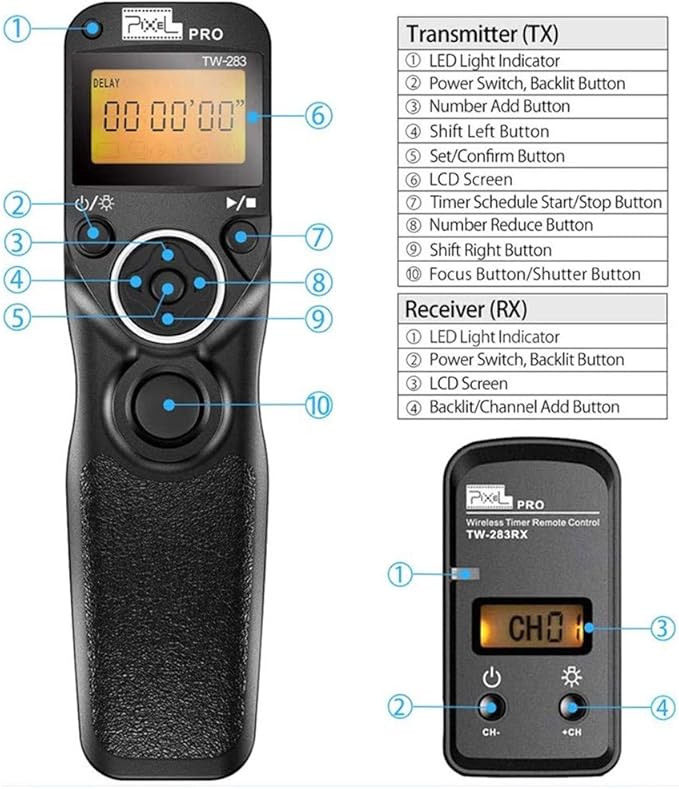Pixel Wireless Timer Remote Shutter Release TW283-L1 Wireless Remote Control - Image 5