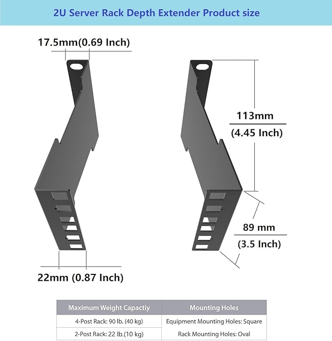 Jingchengmei 2U Server Rack Depth Extender - Image 2