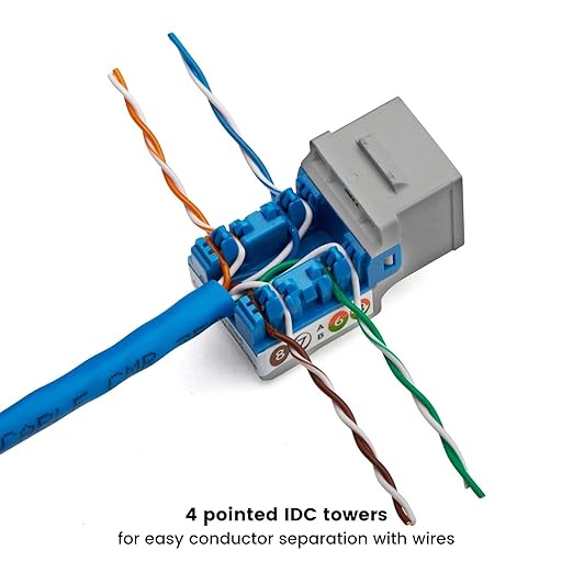 trueCABLE Cat5e Keystone Jack, Unshielded, 90 Degree Punch-Down, PoE++ 100W - Image 4