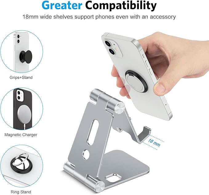 OMOTON Foldable Cell Phone Stand, C4 Portable Aluminum Phone Holder, Adjustable - Image 7