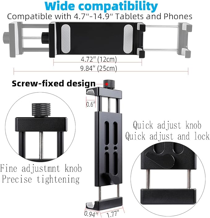 All-Aluminum Heavy Duty Drill Base Tablet Holder Mount - Image 4