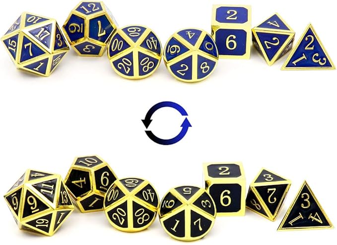 Haxtec Temperature Color Chaning Metal DND Dice Set Gold Blue Polyhedral D&D - Image 4