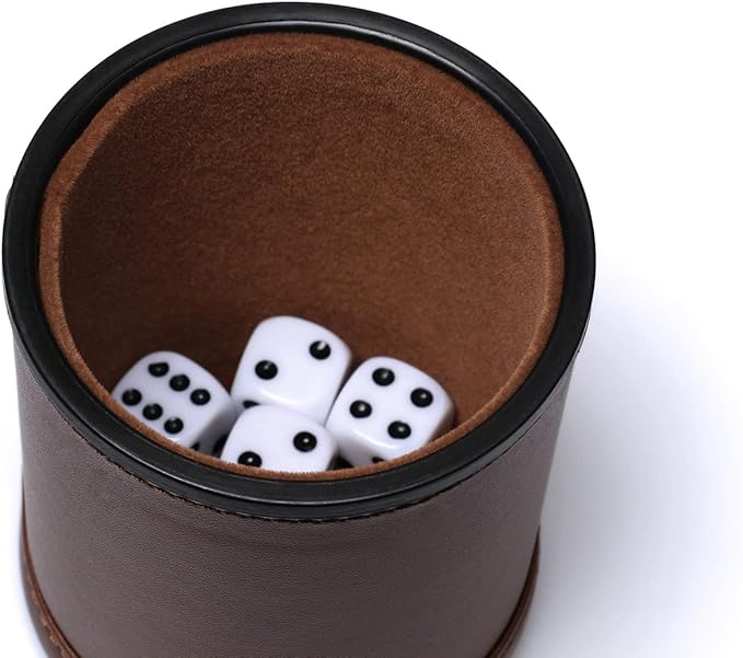 5 Pack PU Leather Dice Cups Felt Lining Quiet Shaker - Image 4