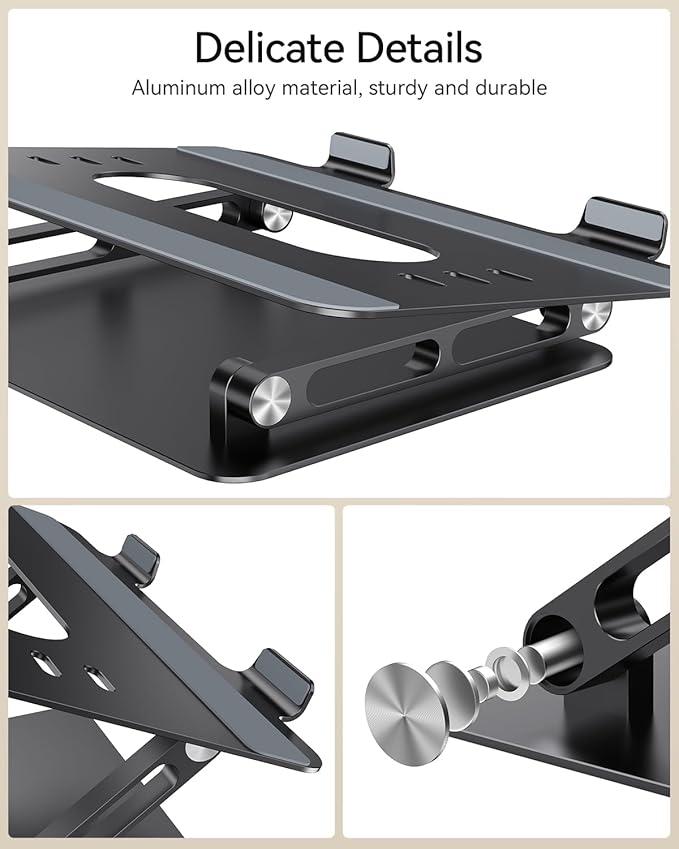 Foldable Aluminum Laptop Stand for 10-17.3" Laptops, Height Adjustable Portable - Image 7