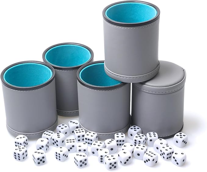 5 Pack PU Leather Dice Cups Velvet Felt-Lined Shaker Cups by RERIVER