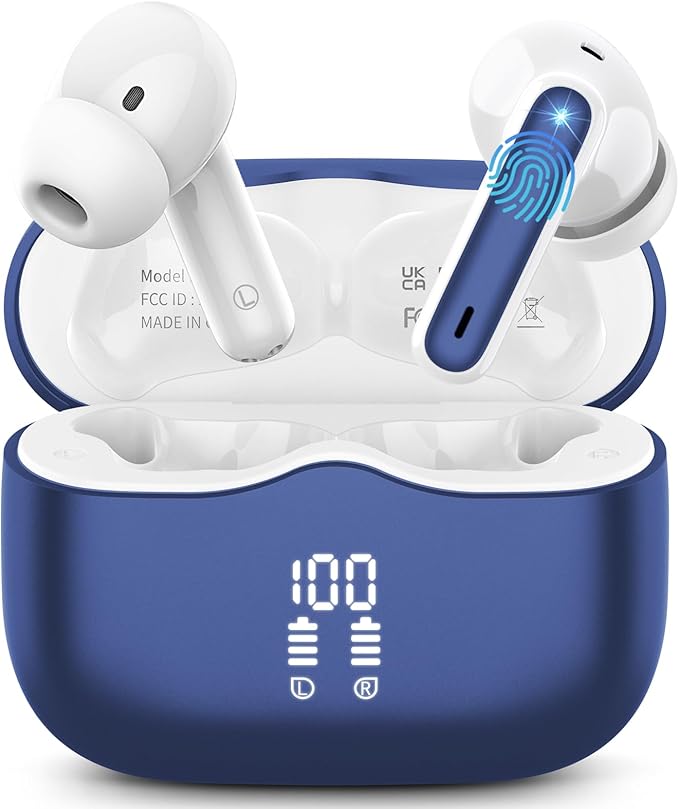 Wireless Earbuds, 4 ENC Noise Cancelling Mic Wireless Earphones 40H, in-Ear by XINWLD