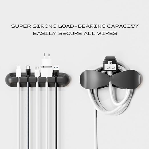 USB Cable Organizer Clips Cord Holder, 6 Packs Black Self Adhesive Desk Cord - Image 5