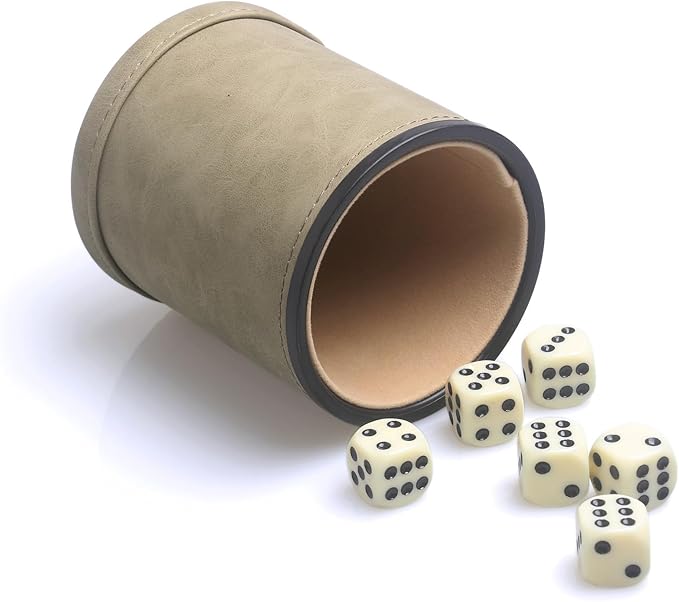 PU Leatherette Dice Cup with 6 Dot Dices - Image 2