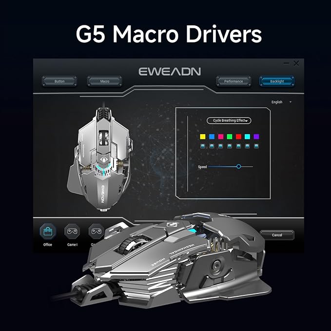 EWEADN G5 Wired Gaming Mouse, Ergonomic RGB Computer Mouse, 12800 Adjustable DPI - Image 3