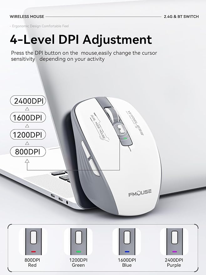 Wireless Mouse with Forward/Backward Side Keys, Silent Click, Ergonomic - Image 6