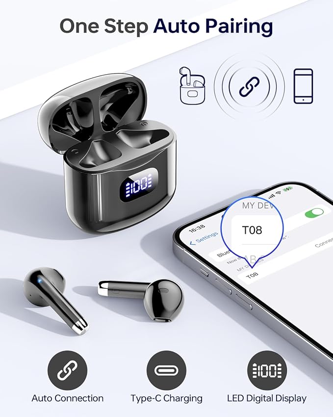 Wireless Earbuds Bluetooth 5.3 Ear Buds, 40Hrs Playtime Stereo Sound, IPX7 - Image 6