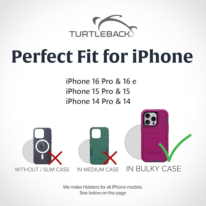 Turtleback Belt Clip for iPhone 16 Pro, 15 pro 14 Pro 13 Pro -Large- Fits - Image 2