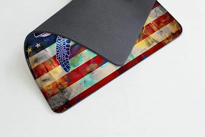 Square Mouse Pad Colorful Sea Turtle and National Flag-1, Gaming Mouse Pads - Image 4