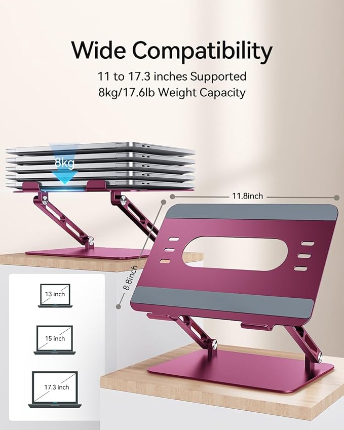 Foldable Aluminum Laptop Stand for 10-17.3" Laptops, Height Adjustable Portable - Image 6