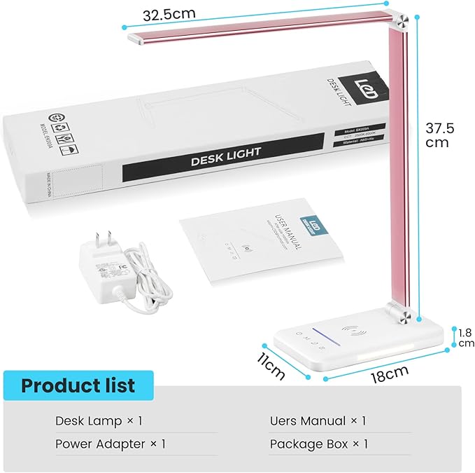 LED Desk Lamp with Night Light, Fast Wireless Charger, USB Charging Port - Image 8
