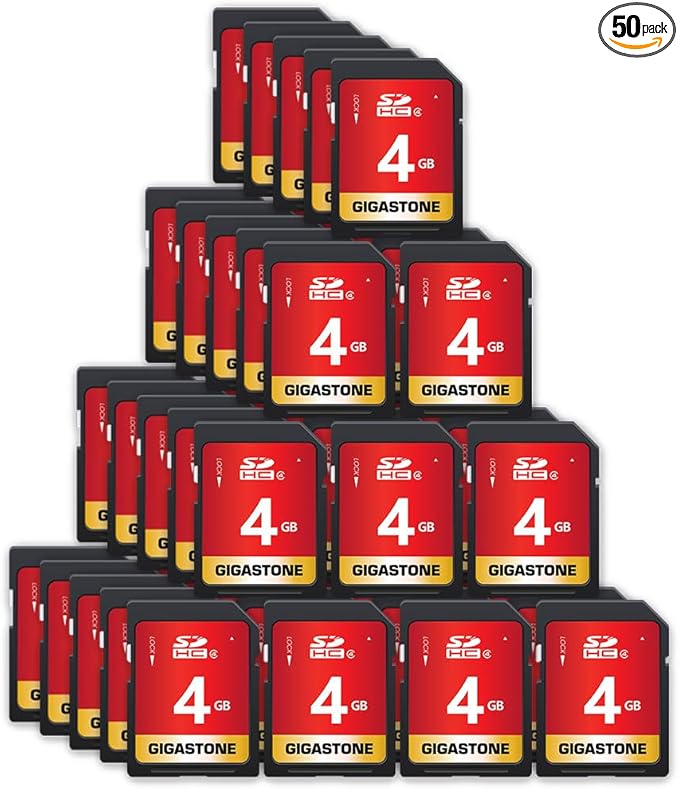 GIGASTONE 4GB SD Card 50 Pack SDHC Class 4 Memory Card by Gigastone