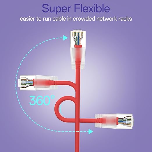 Cat6a Patch Cables 0.5ft Slim, Cat6 Ethernet Patch Cable Pure Copper, Flexible - Image 4