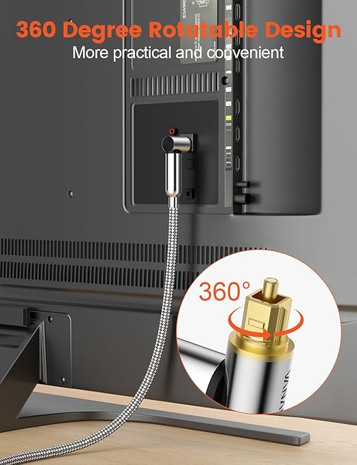 VANAUX 90-Degree Optical Audio Cable 6FT, Premium Fiber Optic Toslink CableIdeal - Image 4