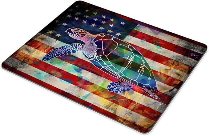 Square Mouse Pad Colorful Sea Turtle and National Flag-1, Gaming Mouse Pads - Image 6