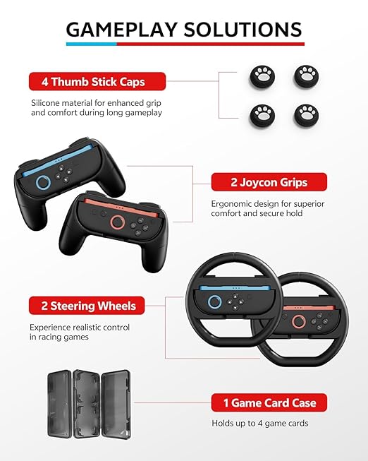 Switch 2 Accessories Bundle for Nintendo, 16-in-1 Game Kit: Carrying Case - Image 7