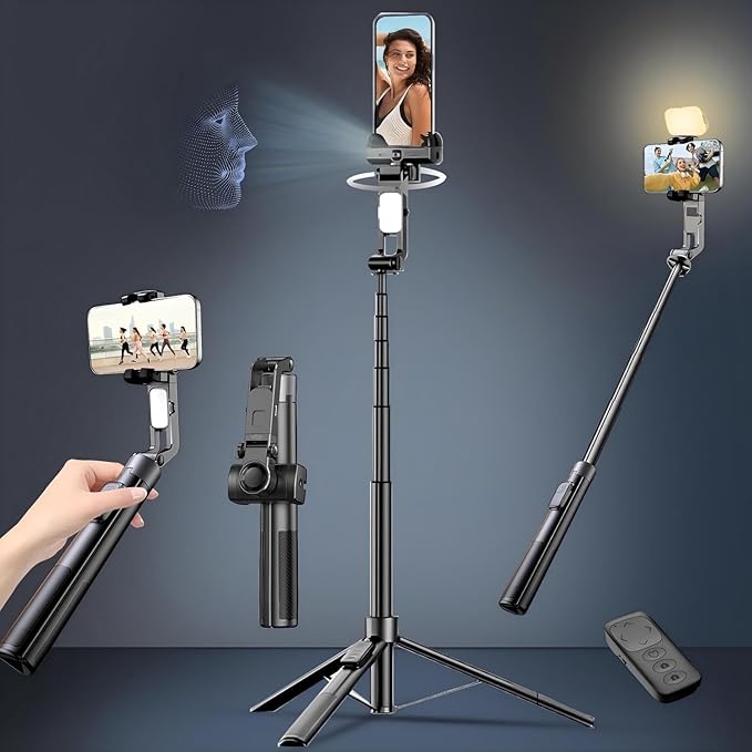 71" Tripod for iPhone with Light, Auto Face Tracking Selfie Stick Tripod by DMYWB