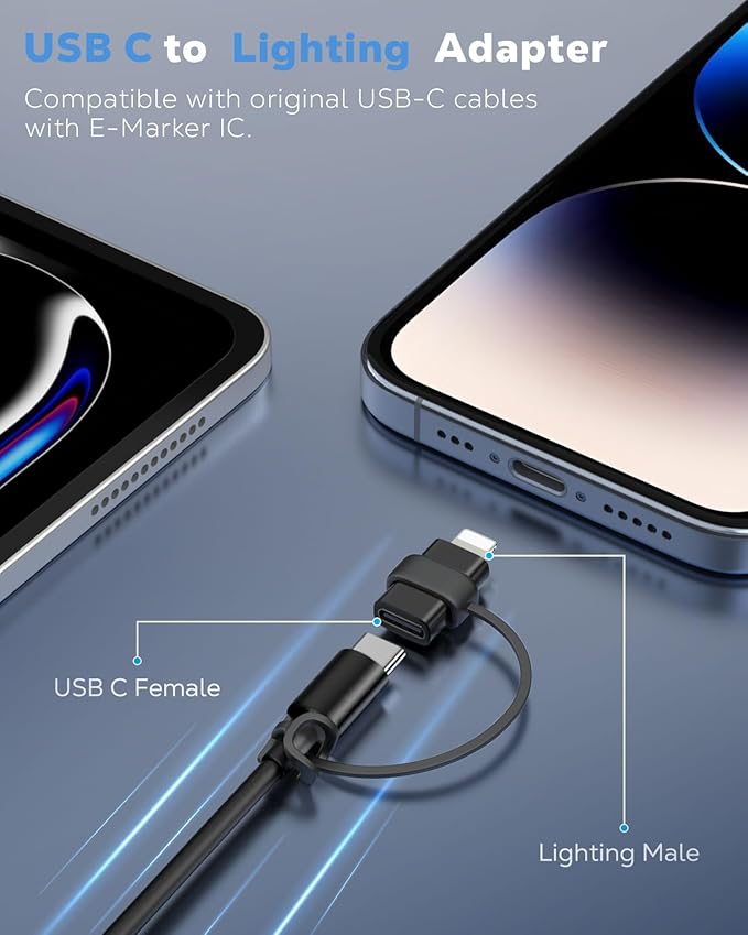 MoKo USB C to Lightning Adapter 4 Pack, Not - Image 2