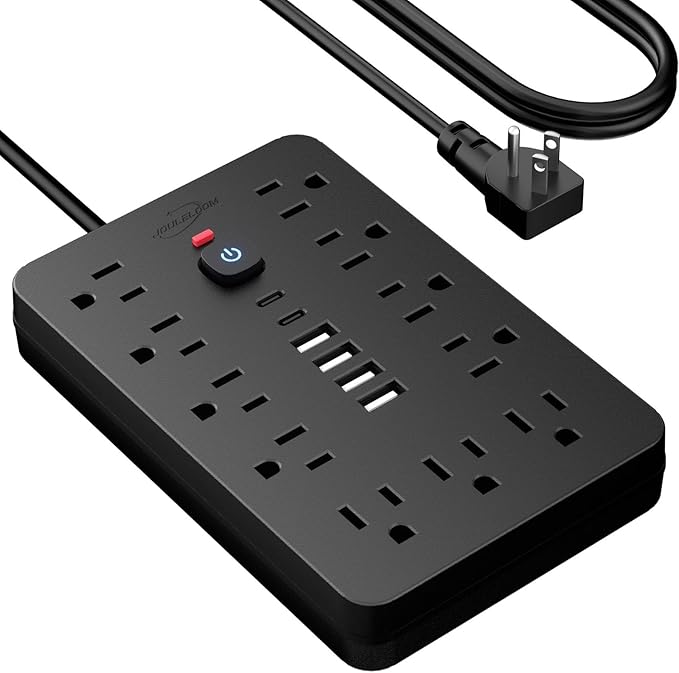 5 FT Flat Plug Surge Protector Power Strip, 11 Multiple AC Outlets by Unknown