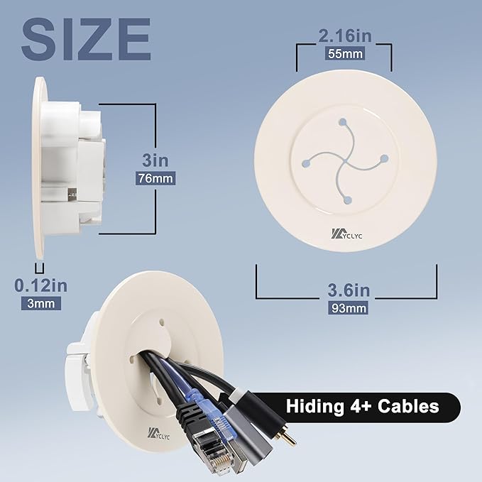 Wire Hiders for TV on Wall, 3in Off White in Wall Cable Management Kit - Image 2